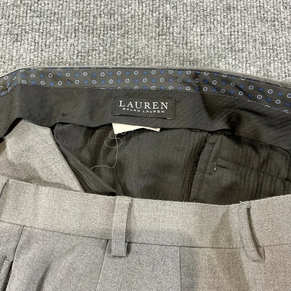 Lauren Ralph Lauren Black Label Dress Pants 36x30 Gray Flat Front Wool Blend Men